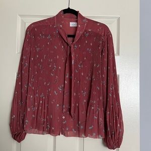 Aritzia Wilfred neck tie floral blouse S